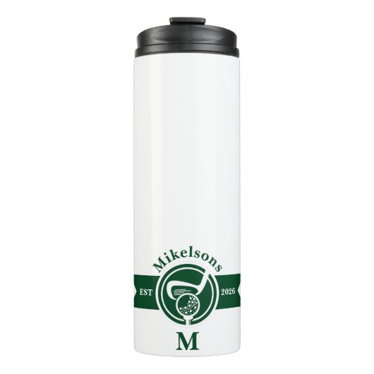 Persoonlijk klassiek groen golf monogram embleem thermosbeker (Voorkant)