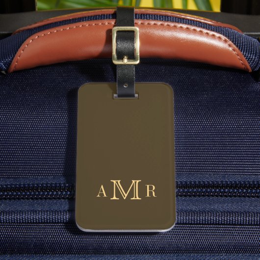 Persoonlijk Klassiek Monogram Bruin Bagagelabel (Voorkant Insitu 2)
