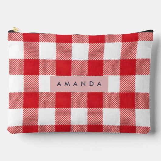 Persoonlijk Klassiek Rood Gingham Geruit Etui (Voorkant)
