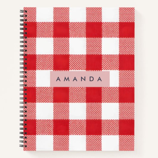 Persoonlijk Klassiek Rood Gingham Geruit Notitieboek (Voorkant)