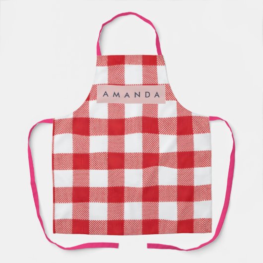 Persoonlijk Klassiek Rood Gingham Geruit Schort (Voorkant)