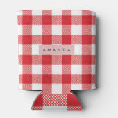 Persoonlijk Klassiek Rood Gingham Karo Blikjeskoeler (Achterkant)