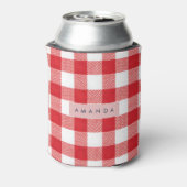 Persoonlijk Klassiek Rood Gingham Karo Blikjeskoeler (Blikje Achterkant)
