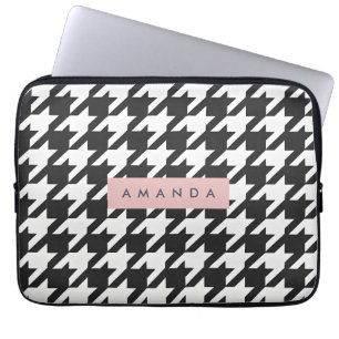 Persoonlijk Klassiek Zwart en Wit Houndstooth Laptop Sleeve