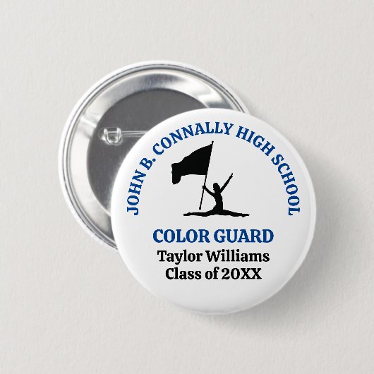Persoonlijk Kleurengarde Blauwe Middelbare School Ronde Button 5,7 Cm (Voorkant /achterkant)