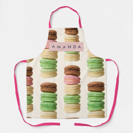 Persoonlijk Kleurrijk Gestapeld Macaron Patroon Schort (Voorkant)