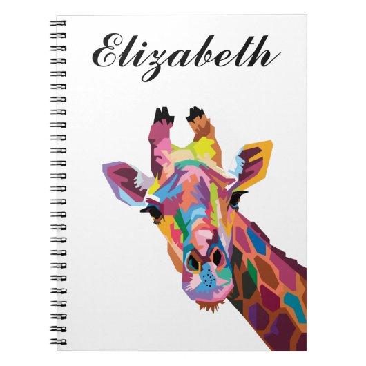 Persoonlijk kleurrijk Pop Art Giraffe Notitieboek (Voorkant)
