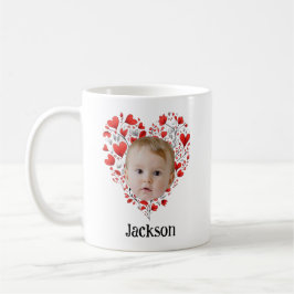 Persoonlijk knuffel babygezicht met hartpatroon koffiemok