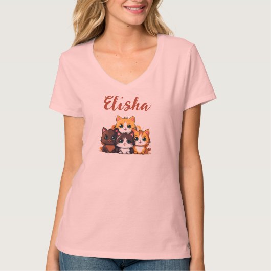 Persoonlijk Knuffel Kitty Liefhebber Roze Crop Top (Voorkant)