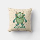Persoonlijk Knuffel Monster Groen Kussen (Voorkant)