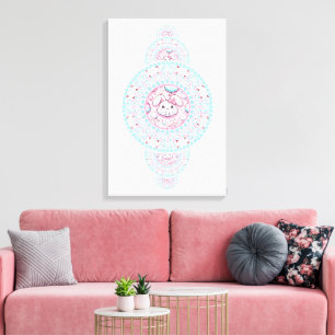 Persoonlijk Knuffelig Kawaii Konijn Sier Mandala Canvas Afdruk