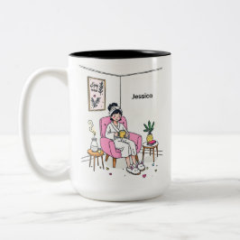Persoonlijk knus dochter koffiecadeau leuk relax tweekleurige koffiemok