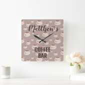 Persoonlijk koffiebarstation vierkante wandklok (Huis)