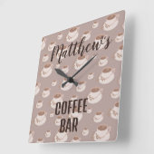 Persoonlijk koffiebarstation vierkante wandklok (Hoek)