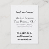persoonlijk koken koken menu professioneel mannetj visitekaartje (Achterkant)