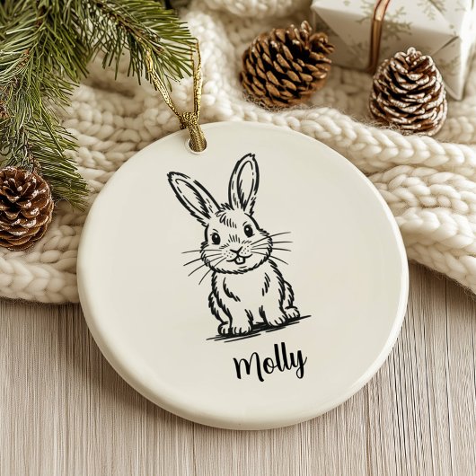 Persoonlijk Konijn Kerstmis Keramisch Ornament