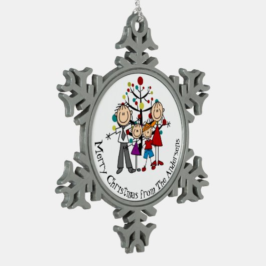 Persoonlijk koppel, jongen, Girl Snowflake Ornamen Tin Sneeuwvlok Ornament (Links)