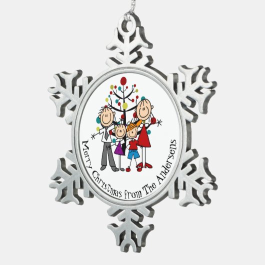 Persoonlijk koppel, jongen, Girl Snowflake Ornamen Tin Sneeuwvlok Ornament (Rechts)