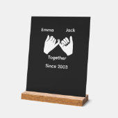 Persoonlijk koppel met eigen namen en jaar acryl bord (Hoek)