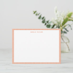 Persoonlijk Koraal Oranje Gingham Schotland Schrij Notitiekaartje