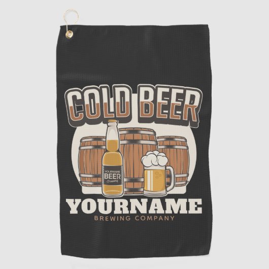 Persoonlijk Koude Bier Eiken Vat Brouwerij Brouwen Golfhanddoek (Voorkant)