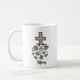 Persoonlijk Kruis en Bloemen  Koffiemok