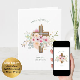 Persoonlijk Kruis met Bloemen voor Trouwdag of Jub Kaart