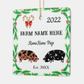 Persoonlijk KuneKune Pig Boerderij Kerstmis #2 Keramisch Ornament (Links)