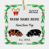 Persoonlijk KuneKune Pig Boerderij Kerstmis #2 Keramisch Ornament (Voorkant)