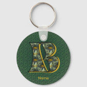 Persoonlijk kunstwerk met monogram beginletter B e Sleutelhanger (Achterkant)