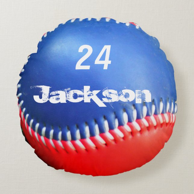 Persoonlijk Kussen Rood Wit Blauw Honkbal (Voorkant)