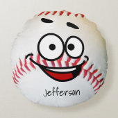 Persoonlijk kussen wit honkbal grappig gezicht (Voorkant)