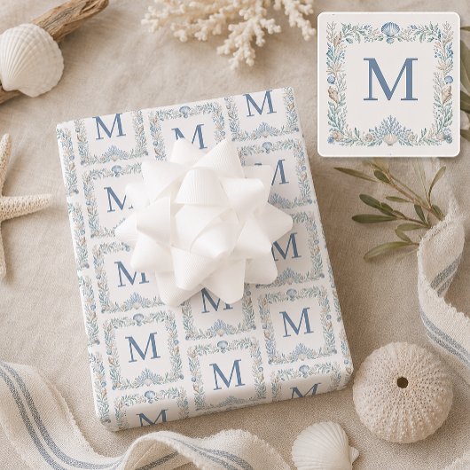 Persoonlijk Kust Initiaal Monogram Inpakpapier Vel