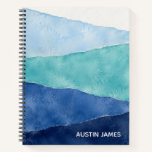Persoonlijk kustblauw aquarel spiraalboek