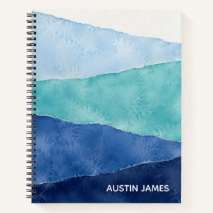 Persoonlijk kustblauw aquarel spiraalboek notitieboek