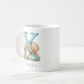 Persoonlijk kustmonogram X initiële strand Koffiemok (Voorkant links)