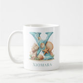 Persoonlijk kustmonogram X initiële strand Koffiemok (Links)