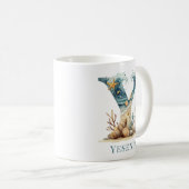 Persoonlijk kustmonogram Y initiële strand Koffiemok (Voorkant rechts)