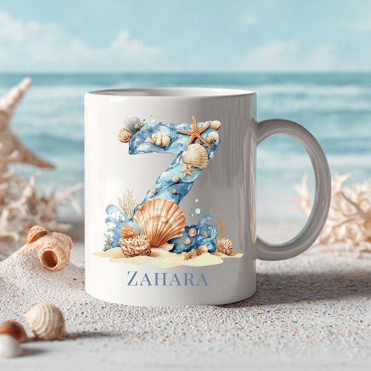 Persoonlijk kustmonogram Z initiële strand Koffiemok
