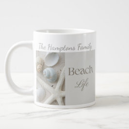 Persoonlijk kustschelp-cadeau voor strandhuis grote koffiekop
