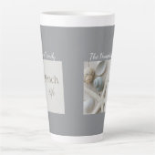 Persoonlijk kustschelp-cadeau voor strandhuis latte mok (Voorkant)