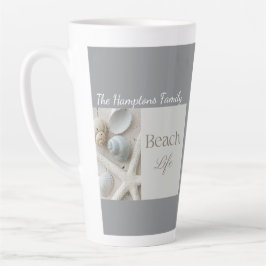 Persoonlijk kustschelp-cadeau voor strandhuis latte mok