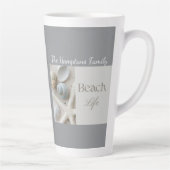 Persoonlijk kustschelp-cadeau voor strandhuis latte mok (Rechts)
