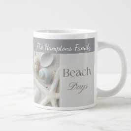 Persoonlijk kustschelpengeschenk voor strandhuis grote koffiekop