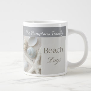 Persoonlijk kustschelpengeschenk voor strandhuis grote koffiekop