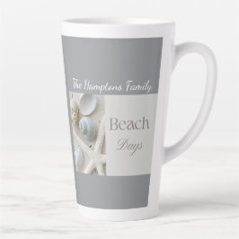 Persoonlijk kustschelpengeschenk voor strandhuis latte mok