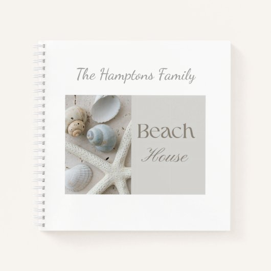 Persoonlijk kustschelpengeschenk voor strandhuis notitieboek (Voorkant)