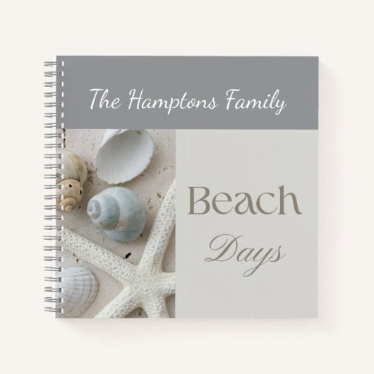 Persoonlijk kustschelpengeschenk voor strandhuis notitieboek (Voorkant)