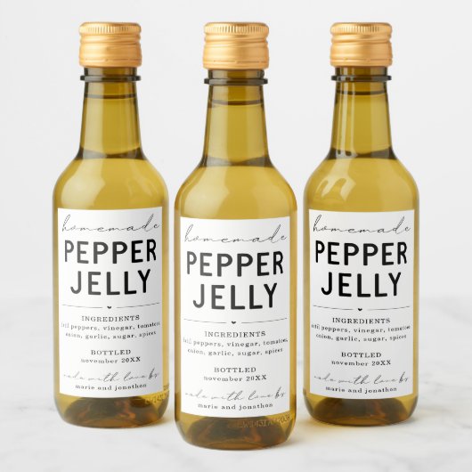 Persoonlijk label Homemade Pepper Jelly Wijn Etiket (Flessen)