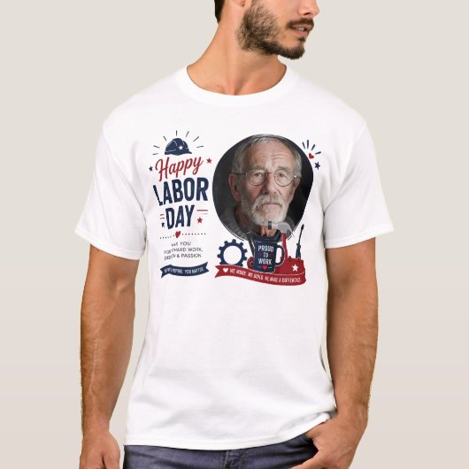 Persoonlijk Labor Day-foto T-shirt (Voorkant)